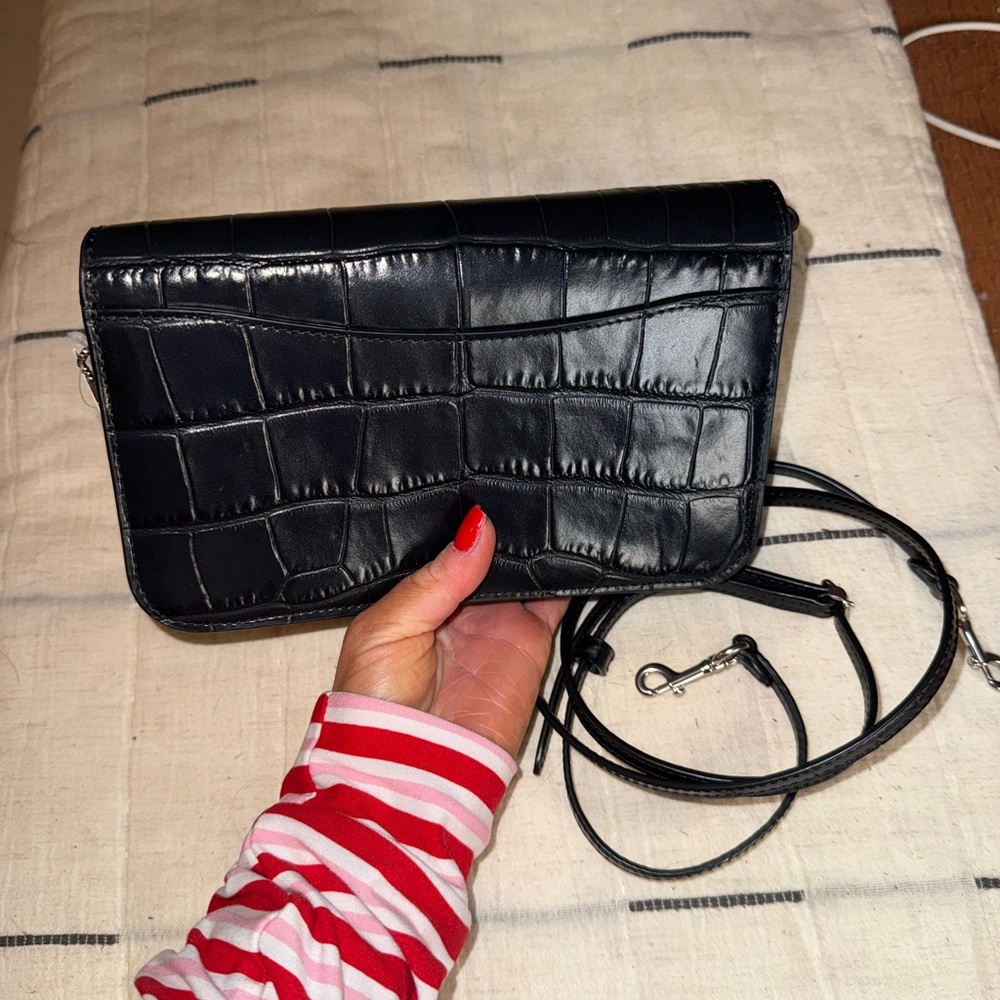 Coach Black Croc Hayden Crossbody/ Clutch Bag - Picture 10 of 11